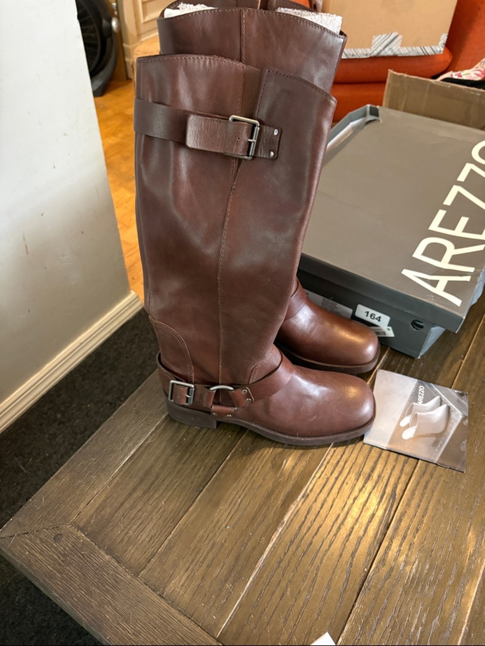 Woman’s moto Brown Leather Riding Boots - Picture 3 of 10